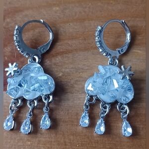 Crystal Cloud Tear Drop Earrings New without tags